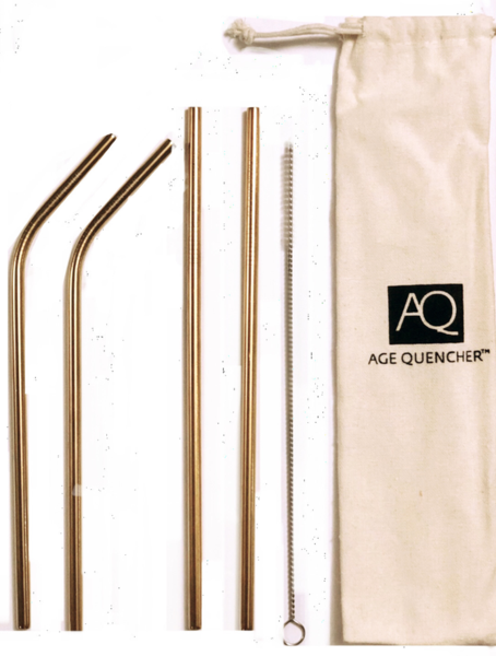 Age Quencher - Gold Stainless Steel Straws - 4 Pack