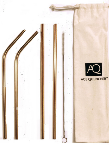 Age Quencher - Gold Stainless Steel Straws - 4 Pack